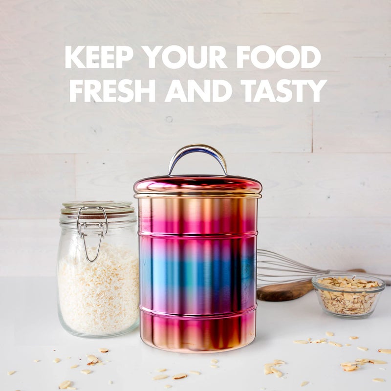 Amici Home Rainbow Metal Storage Canister | Dry Food Storage Container | Airtight Lid | 38 Ounce Capacity | Modern Home DÃ©cor | Decorative Metal Canister for Kitchen Countertop - Image 5